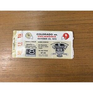 🏈 1972 Colorado @ Oklahoma Sooners Football Ticket Stub Owen Field Home-Coming